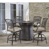 Round patio set discount with fire pit